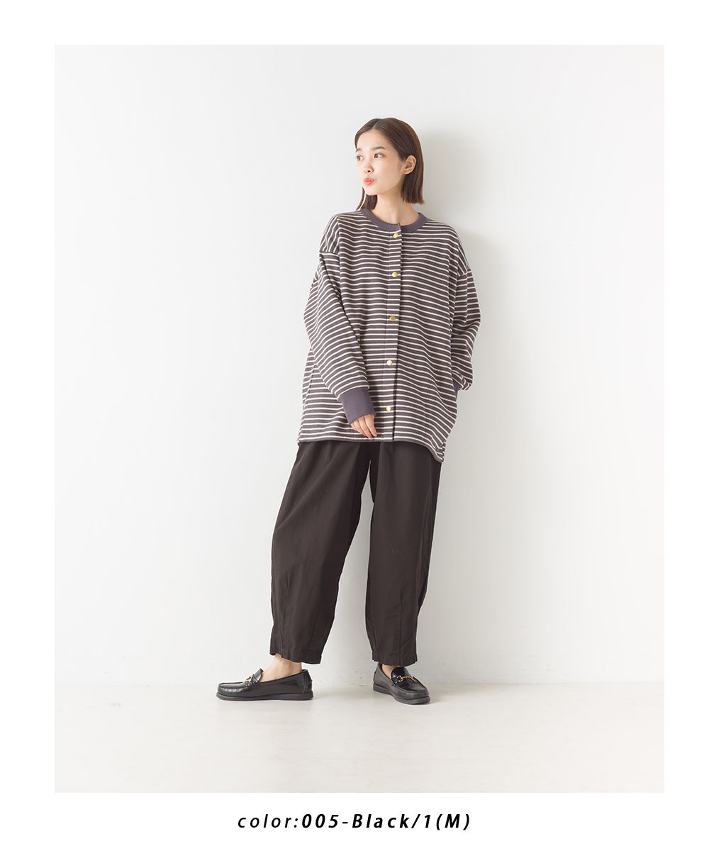 日本 OMNES - 繭型舒適休閒寬褲-一般款-卡其