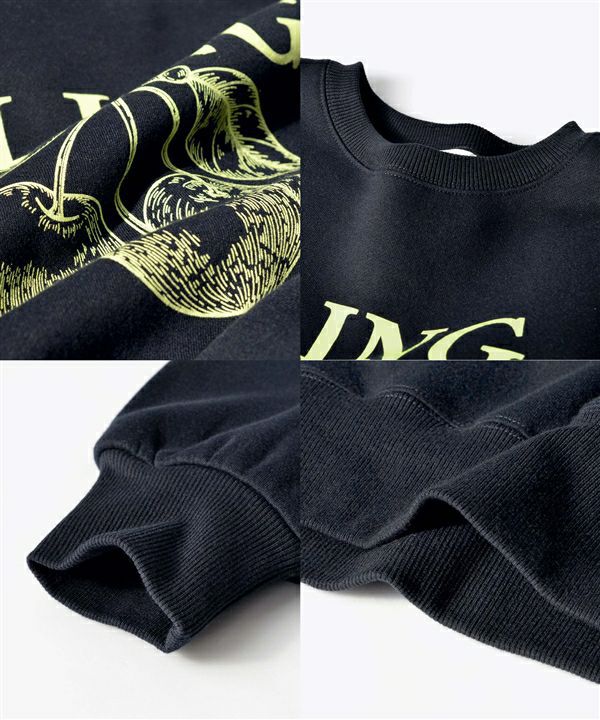 日本 zootie - 裏起毛注目櫻桃印花長袖上衣-海軍藍