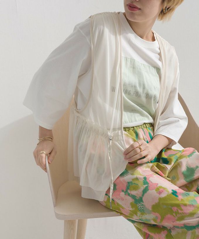 日本 le colis - 仙氣薄紗層次穿搭背心(腰抽繩)-暈染紫