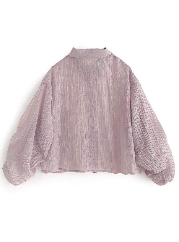 日本 GRL - 楊柳皺縮短版抽繩襯衫-水藍 (F)