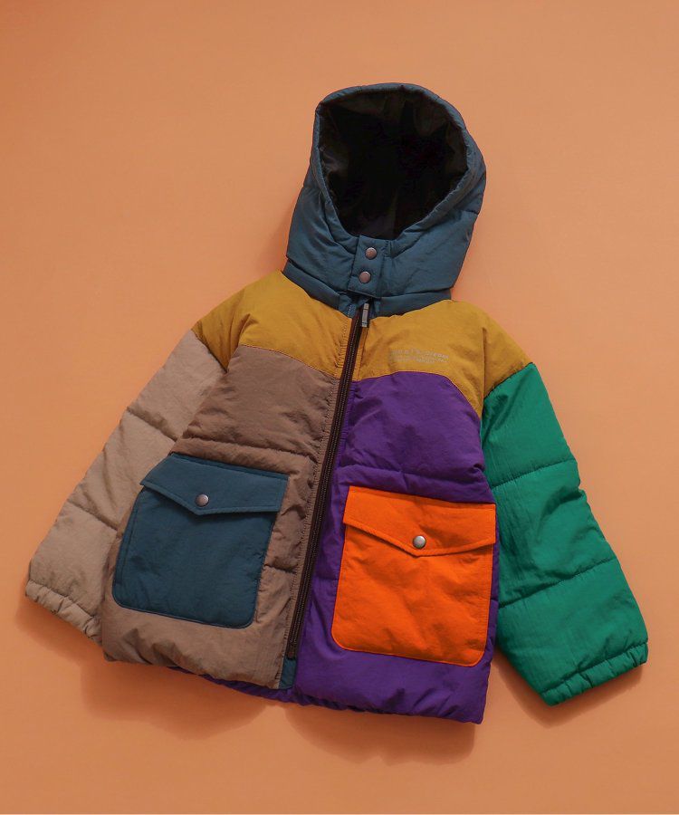 日本 BREEZE - 繽紛蓬鬆大口袋保暖外套-橘灰