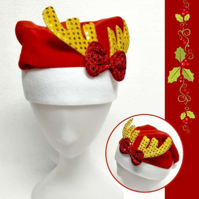 MODACore 摩達客 - 耶誕派對-小金亮片鹿角蝴蝶結聖誕帽