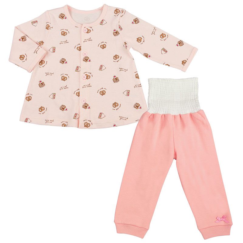 akachan honpo - 長袖家居服 附肚圍-兔兔下午茶-粉紅色