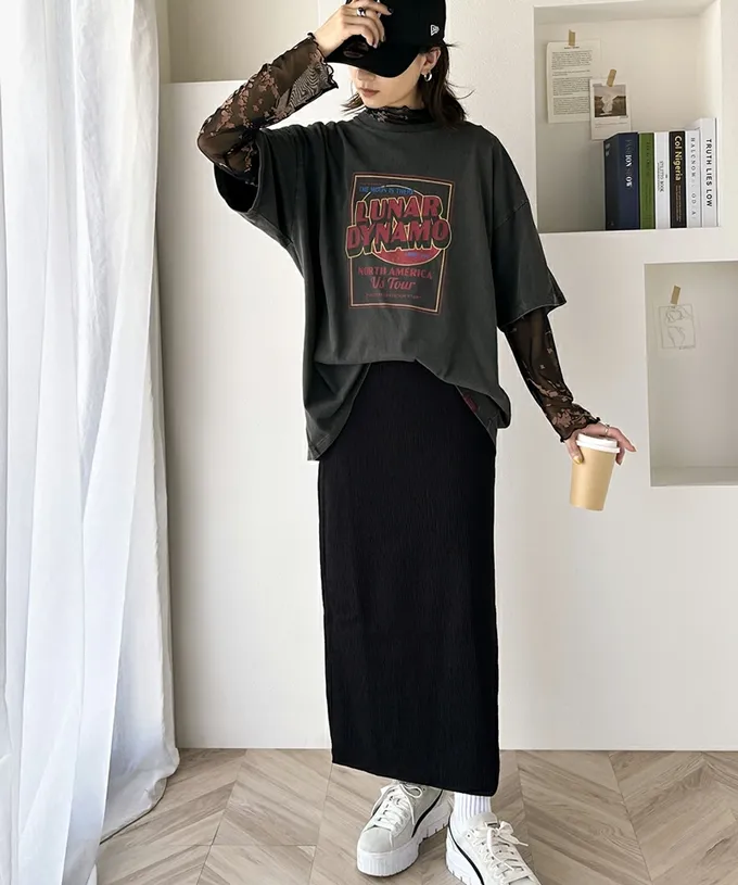 日本 Classical Elf - 成熟感花卉透膚木耳領長袖上衣-白底白花