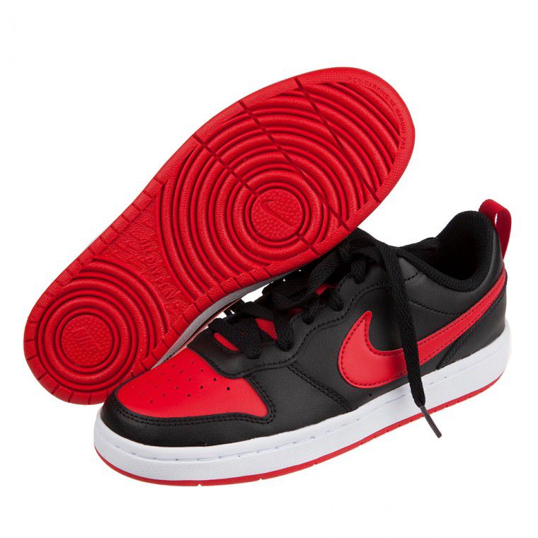 NIKE - Court_Borough_Low2黑紅色兒童運動鞋