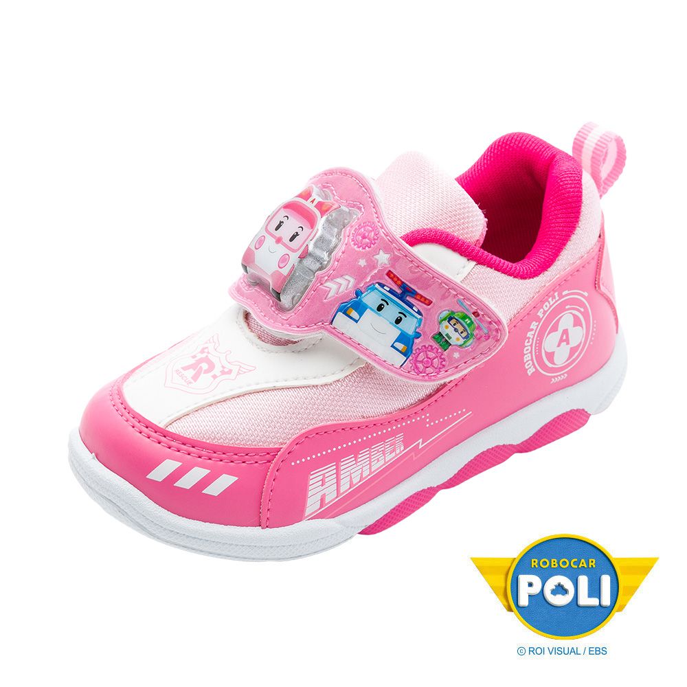波力 童鞋 電燈運動鞋 POKX54513-減緩跑步壓力輕量鞋底-粉紅-(小中童段)
