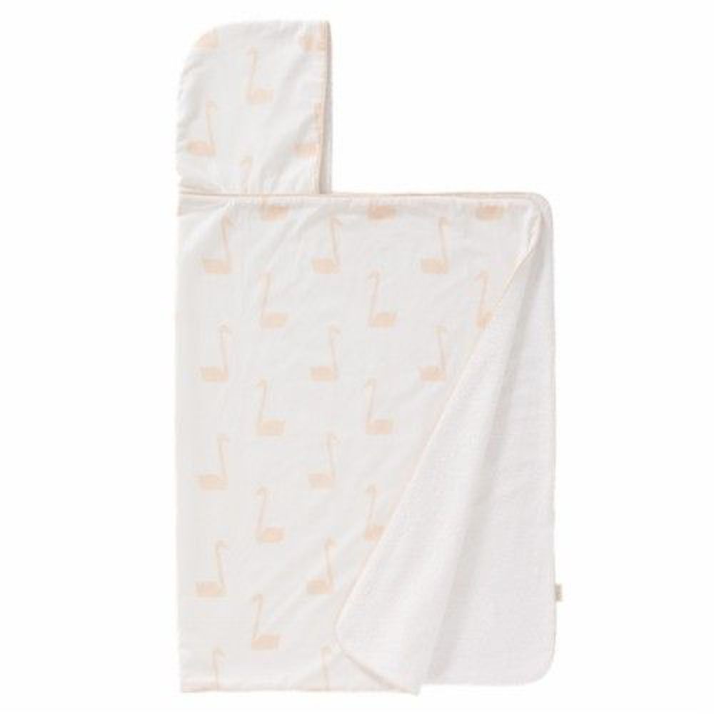 荷蘭 FRESK - 有機棉嬰兒浴巾/保暖毯-蜜桃天鵝