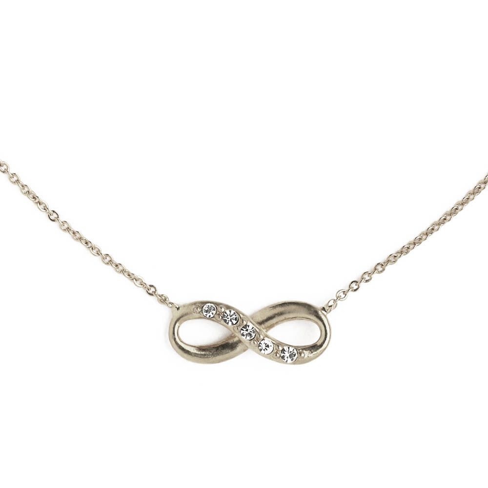 無限永恆水鑽細緻項鍊-銀