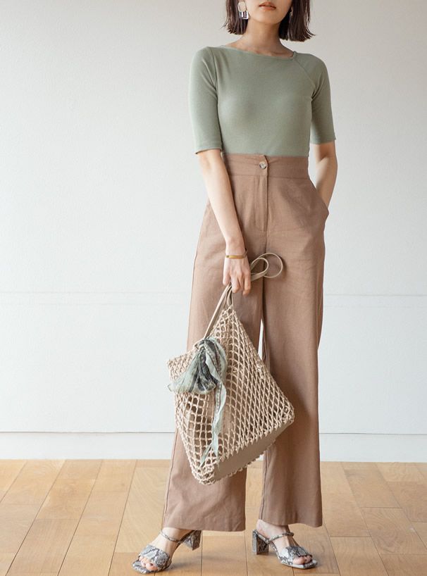 日本 GRL - 百搭編織手提袋(附同色系收納袋)-米