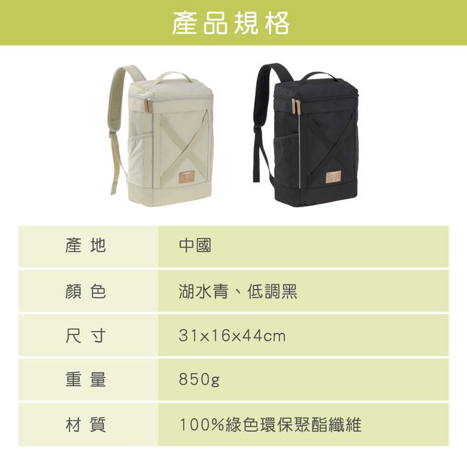 德國 Lassig - 森系純色交叉後背媽媽包-湖水青-含尿布墊+推車掛勾+保溫瓶收納包