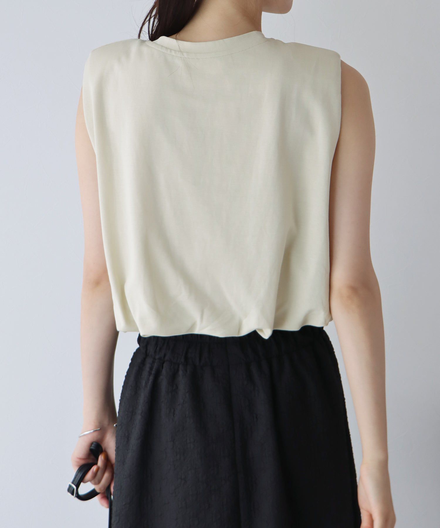 日本 BLUE EAST - 棉混法式簡約無袖上衣-白