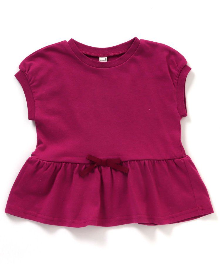 日本 apres les cours - 下擺傘狀蝴蝶結短袖上衣-桃紫