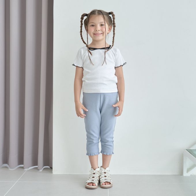 日本 Lycee mine - 小甜心線條領口短袖上衣-條紋-黑白