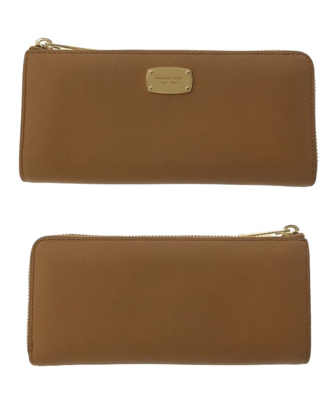 MICHAEL KORS - 防刮皮革拉鍊長夾 (焦糖)