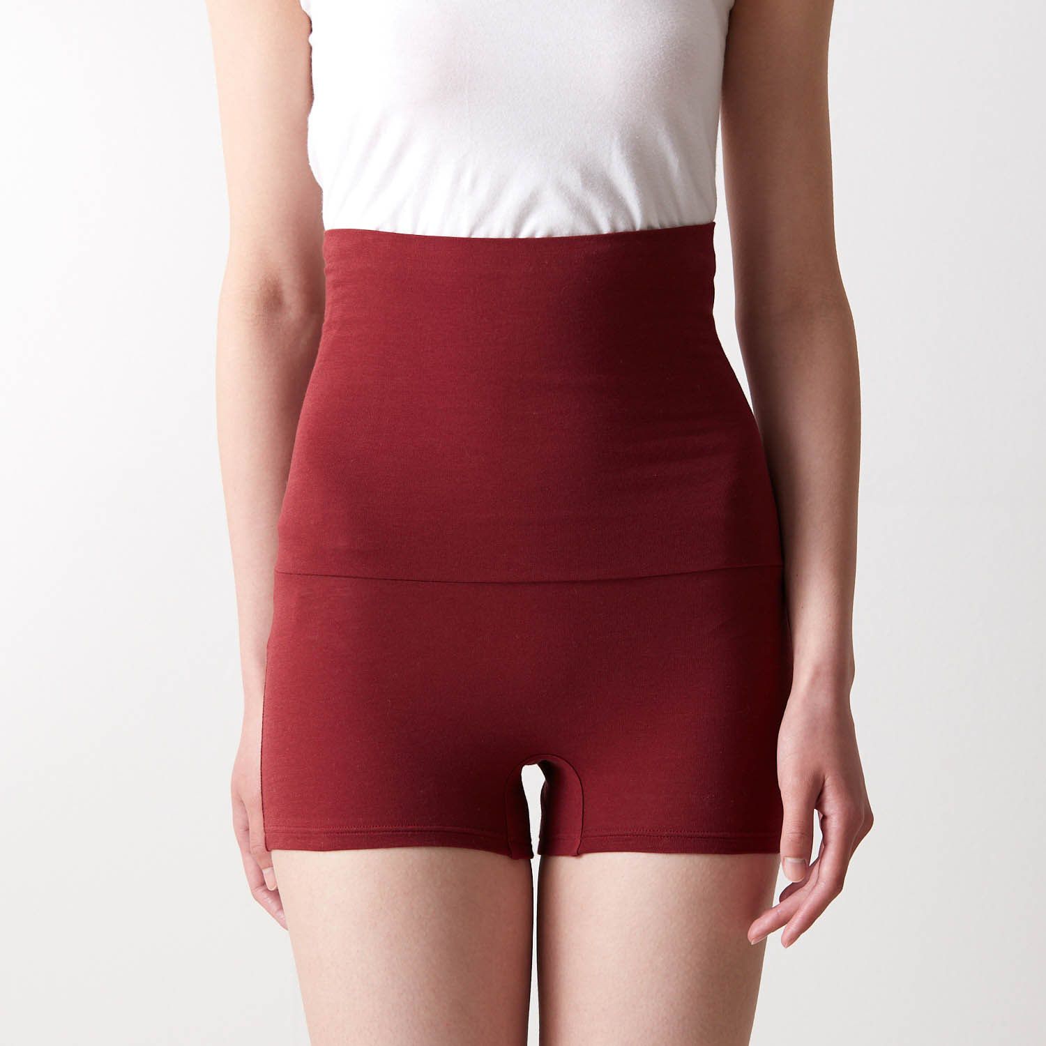 日本千趣會 - 95%棉 吸濕發熱腹卷發熱褲-媽媽-酒紅