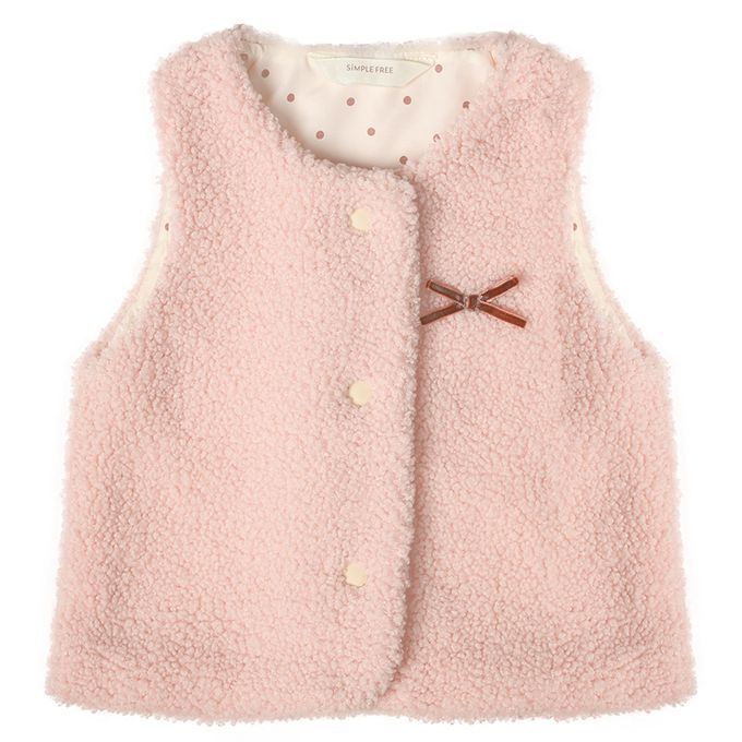 akachan honpo - 背心-刷毛 蝴蝶結-粉紅色