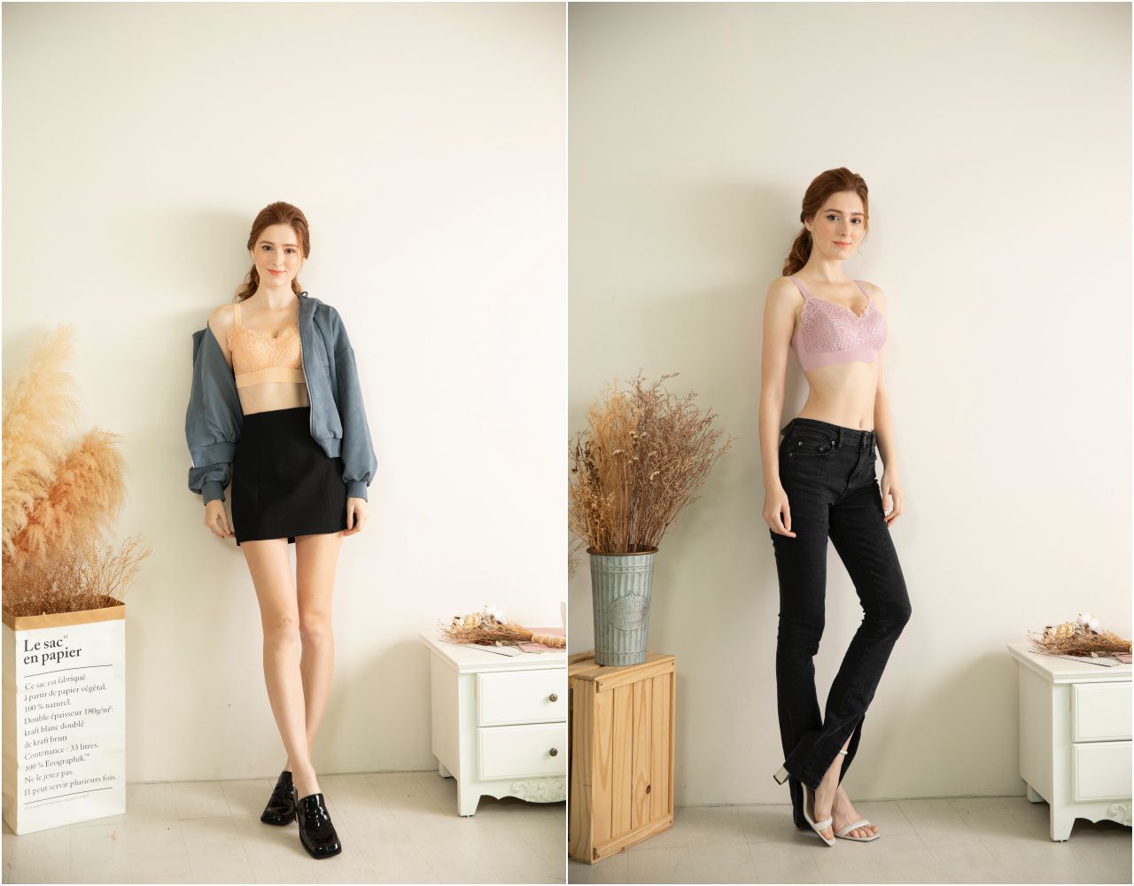 香茉 CHANMODE - 智能高彈蕾絲透氣手捧提托內衣-豆沙-內衣款-豆沙