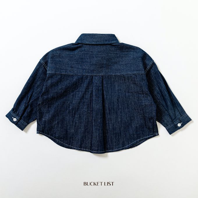 韓國 BUCKET LIST - 潮流口袋丹寧襯衫/外套-深藍