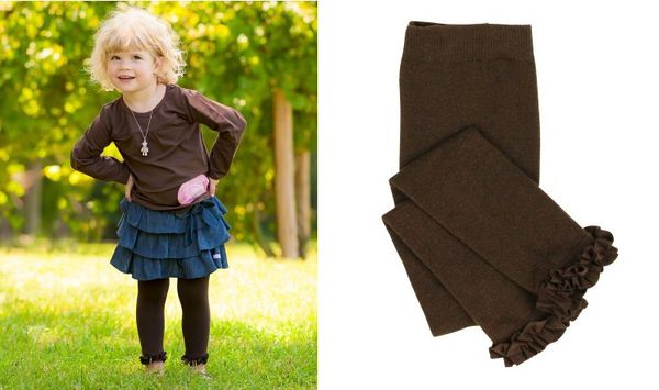 美國 RuffleButts - 小公主甜美荷葉邊內搭褲(襪)-咖啡色