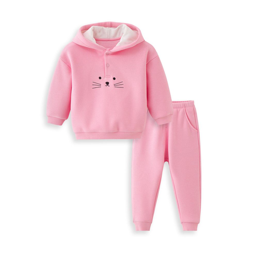 麗嬰房 - 網路獨家款 小兔休閒連帽套裝-粉紅