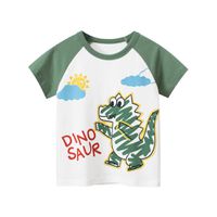 27KIDS - 純棉短袖上衣-塗鴉恐龍-白+綠