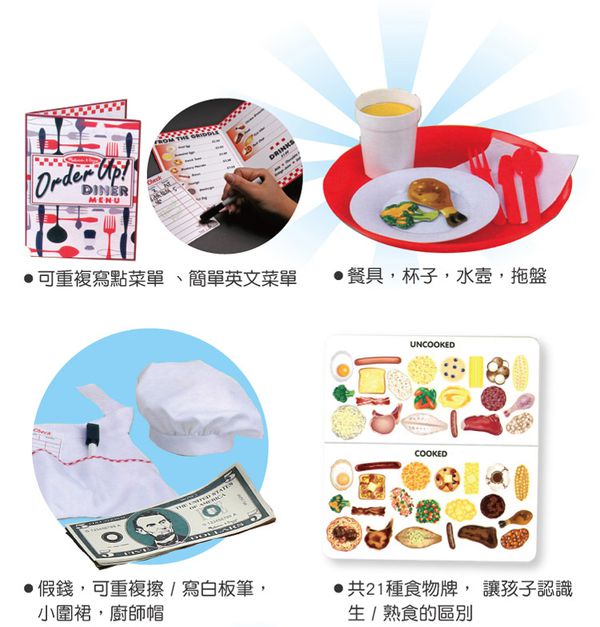 美國瑪莉莎 Melissa & Doug - MD 角色扮演-餐廳遊戲組-上菜囉!