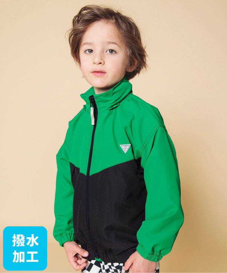 日本 BREEZE - 防潑水繽紛撞色連帽休閒外套-土耳其藍x棕