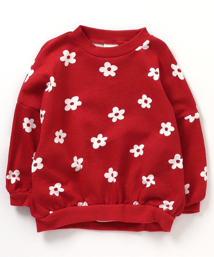 日本 BREEZE - 滿版印花裏毛長袖上衣-蘋果-焦糖