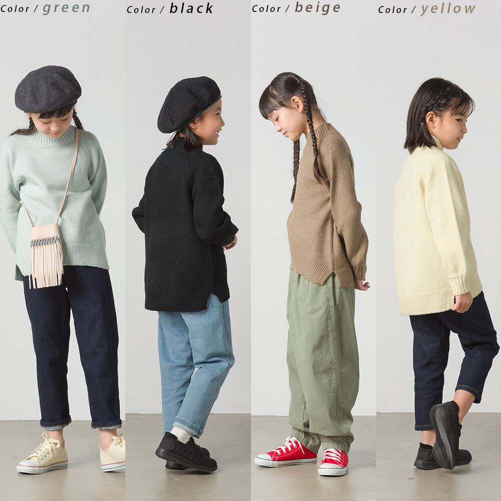 日本 OMNES - (兒童)半高領修身毛衣-米