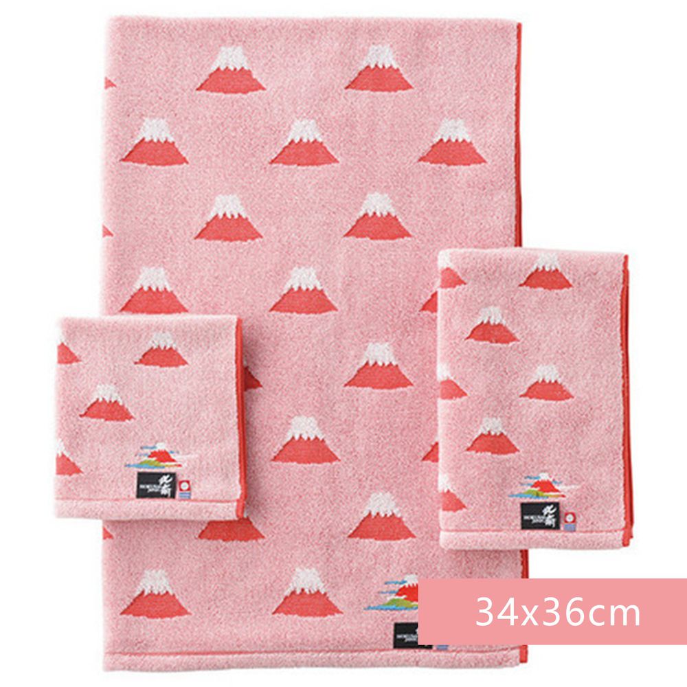 日本代購 - 日本製今治純棉方巾-富士山-紅 (34x36cm)