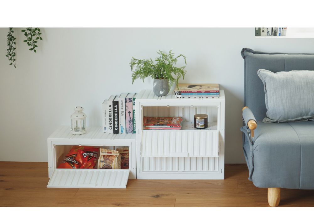 完美主義 Peachy Life - 6432S下掀式側開貨櫃椅/貨櫃箱-側開-冷灰