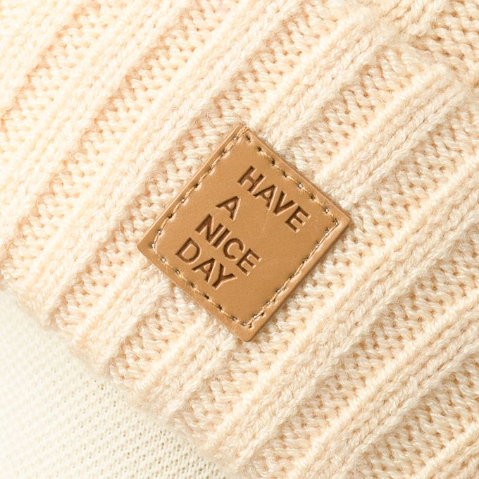 akachan honpo - 針織帽 小熊-防靜電紗線-象牙白色