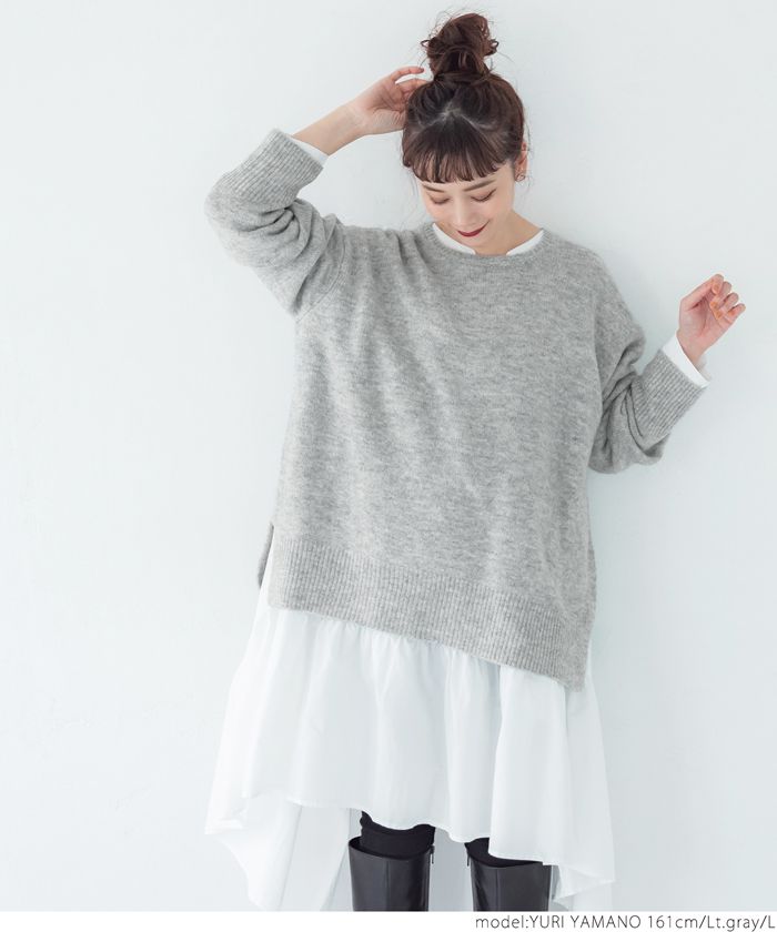 日本 COCA - 柔軟圓領顯瘦針織毛衣-咖啡