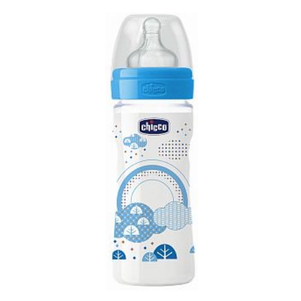 義大利 chicco - 舒適哺乳-帥氣男孩矽膠PP奶瓶-大(2m+) (250ml)-單孔