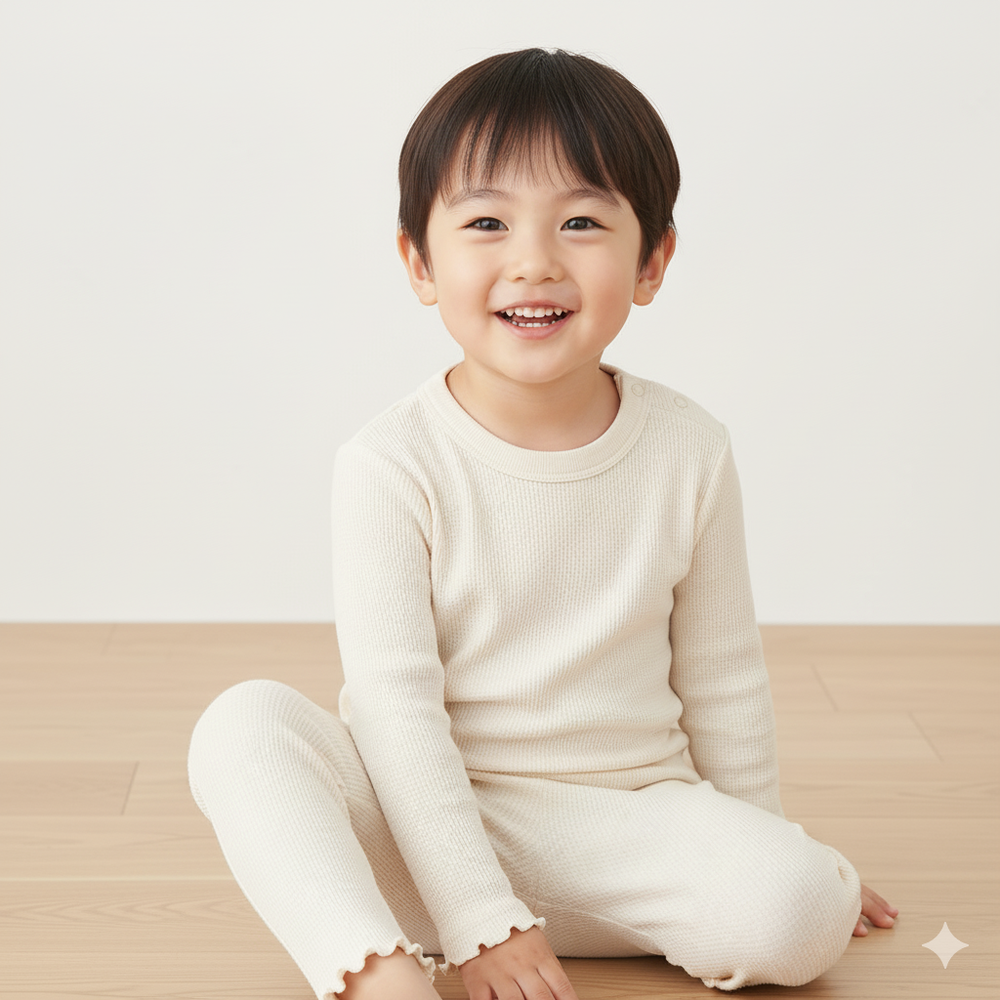 長袖經典T恤-羅紋抽針針織布素材-象牙白色