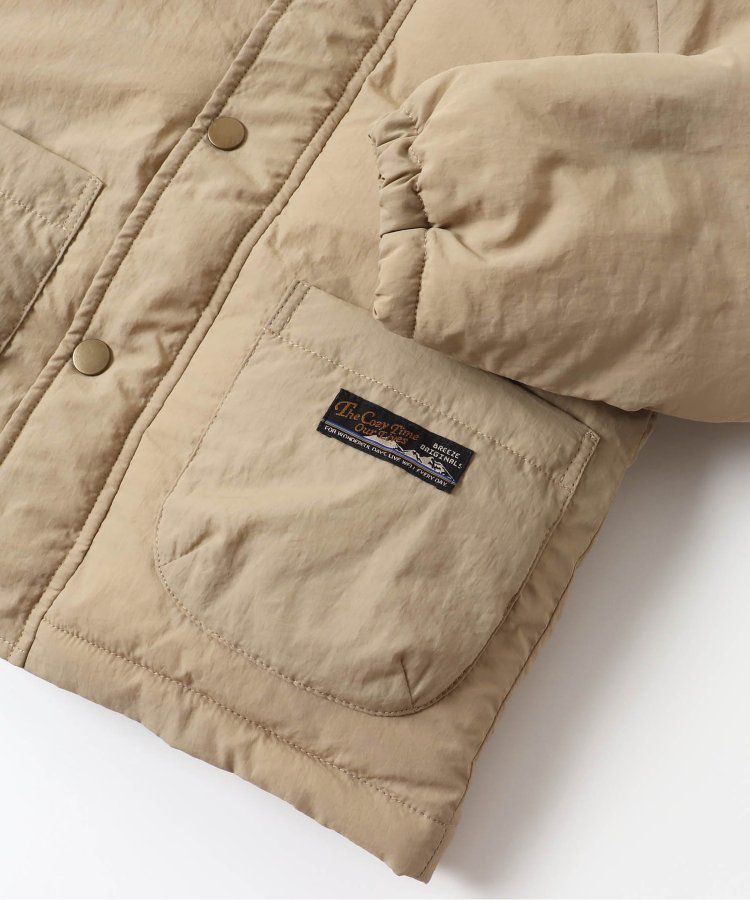 日本 BREEZE - 鋪棉保暖連帽外套-異色拼接-綠x藍