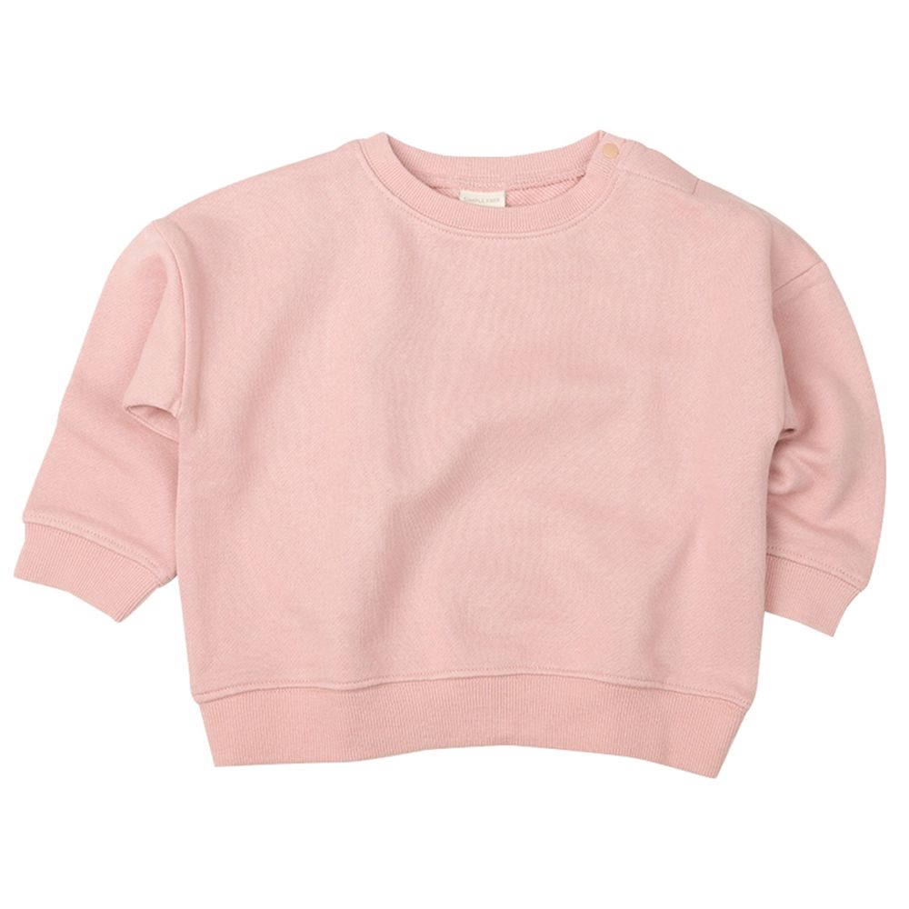 長袖經典休閒上衣-毛圈內裡-粉紅色