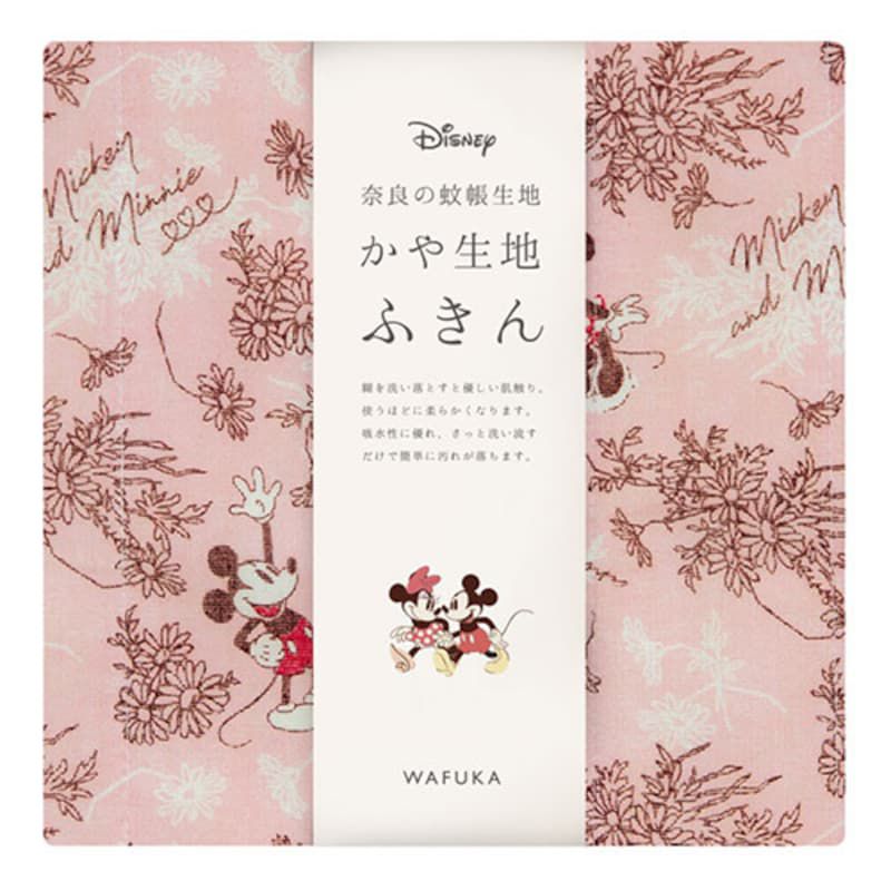 日本千趣會 - 日本製 迪士尼 奈良蚊帳生地吸水抹布-米妮粉色花朵 (30×40cm)
