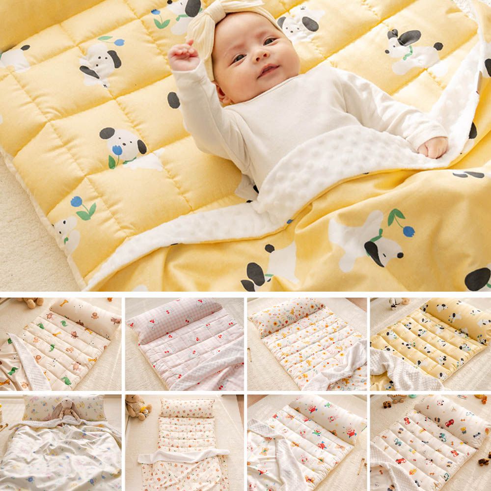 高級純棉/涼感嫘縈四季用5cm厚墊睡袋組-玩耍黑白狗狗