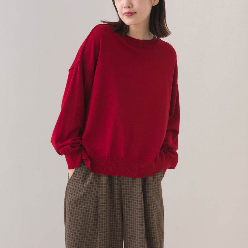 高密度混嫘縈優雅針織上衣-紅