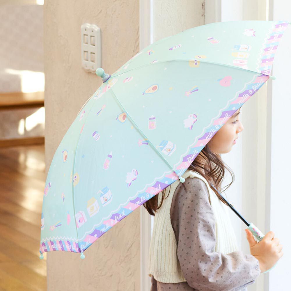日本中谷 - 透明窗設計兒童雨傘/直傘-牛奶盒-薄荷 (45cm(身高105-115cm))