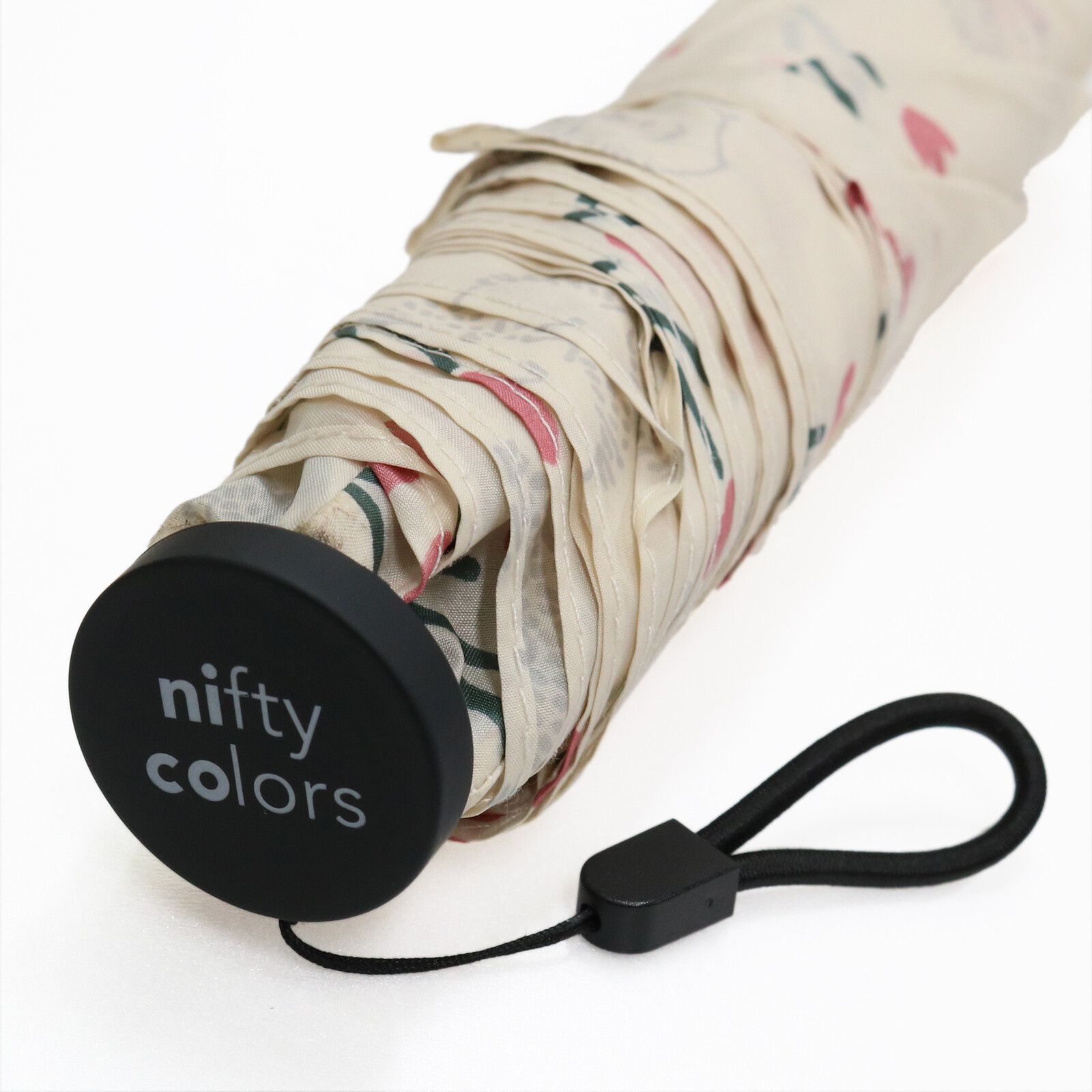 日本 nifty colors - 抗UV輕量 晴雨兩用折疊傘-鬱金花束-深藍 (直徑98cm/130g)-92.00%