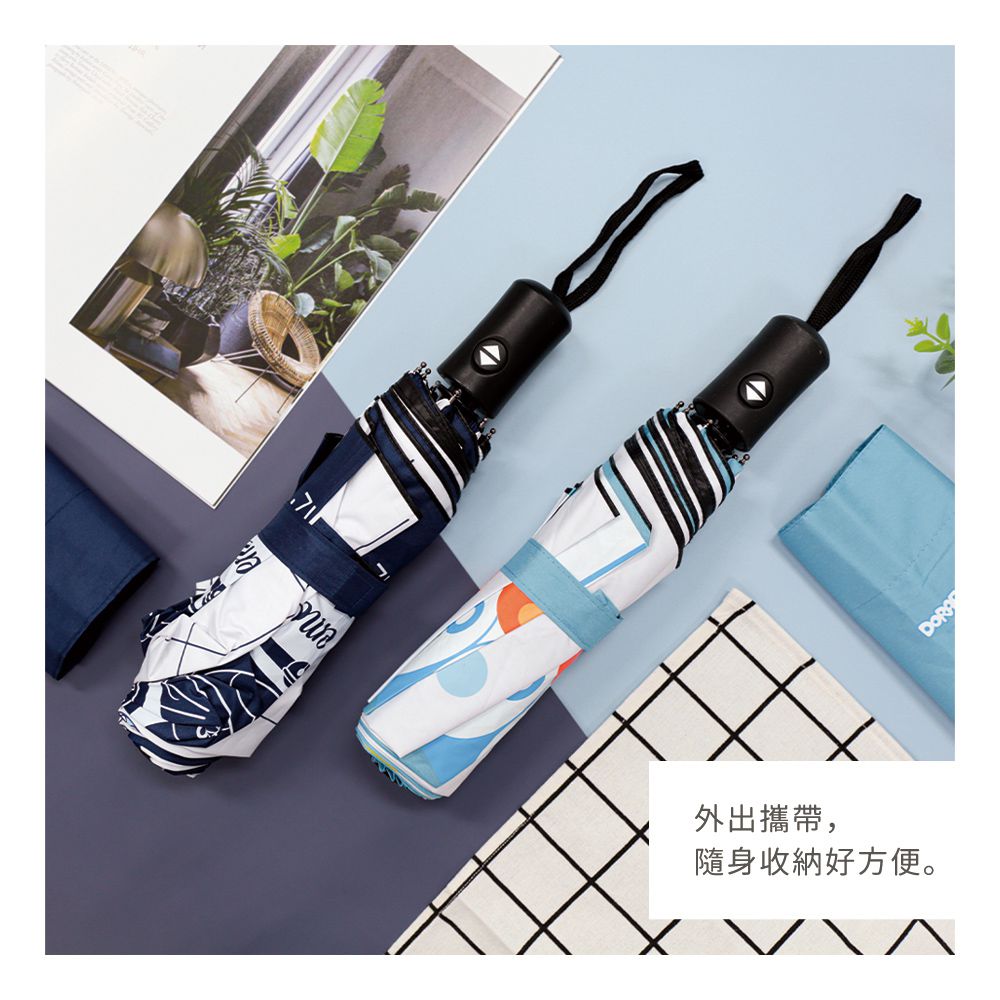 哆啦a夢【淺藍大臉】一按即開 自動傘 雨傘 摺疊傘 晴雨兩用傘 抗UV傘
