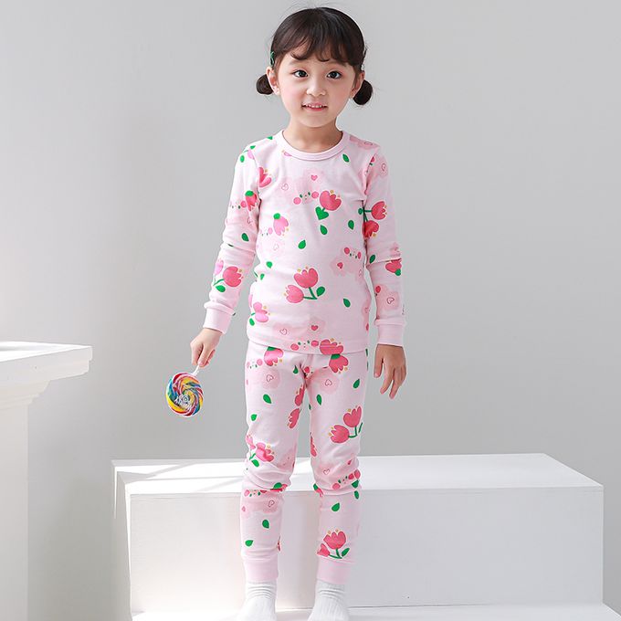 正韓 Cogibu - 極舒適無螢光劑 100% 有機棉幼兒/兒童睡衣/家居服套裝組-小花鼠