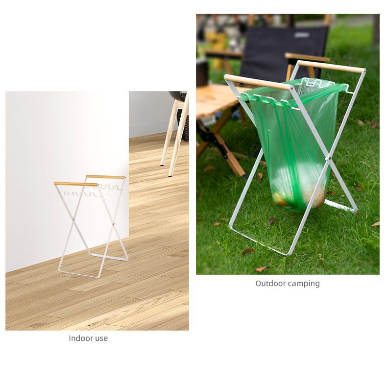 CLS - 戶外木柄折疊式垃圾袋支架-白色 (33.5x24.5x46.5cm)