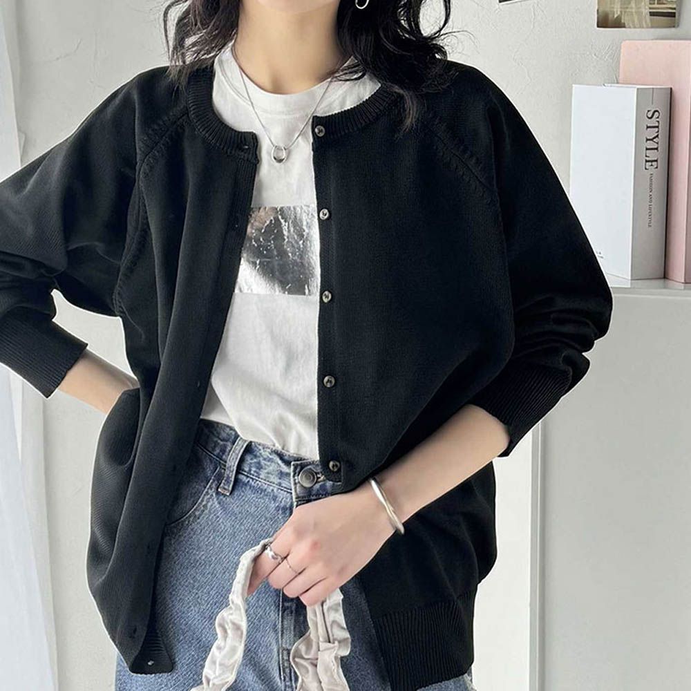 [必收款] 2WAY輕量百搭薄針織外套-黑