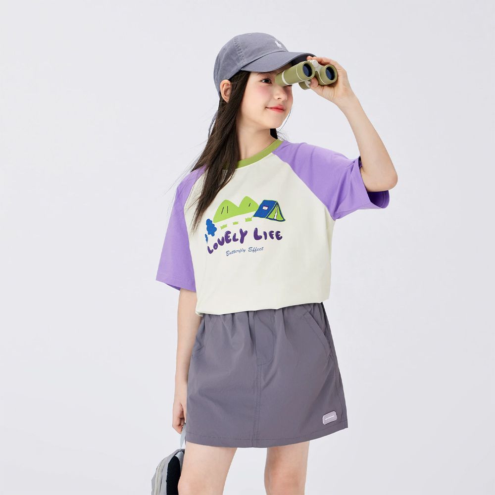 -3℃瞬間涼感短袖T-LOVELY LIFE-撞色紫