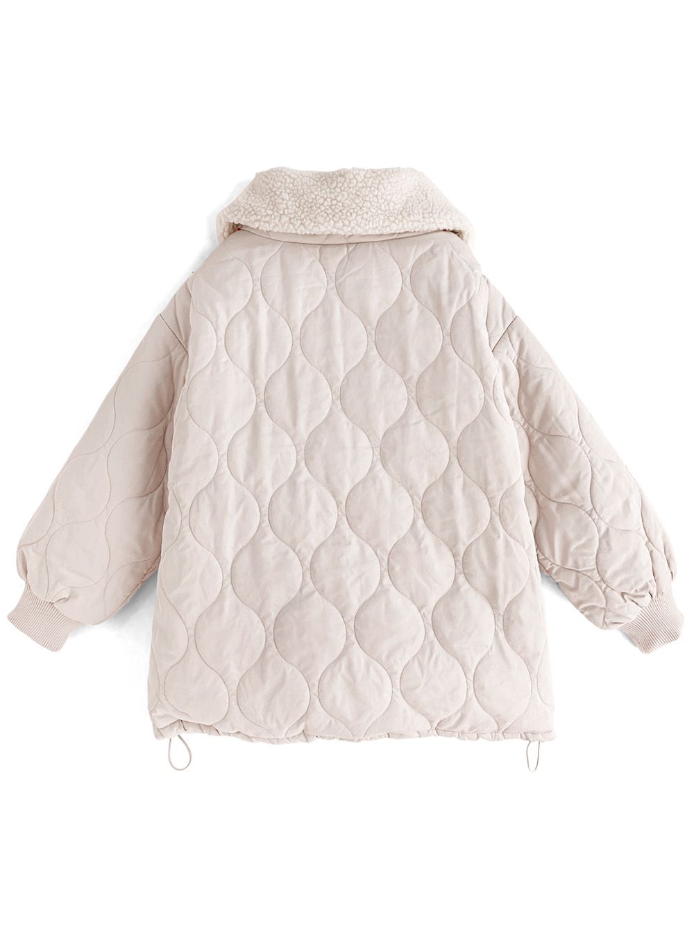 日本 GRL - 絎縫翻領鋪棉保暖外套/大衣-黑