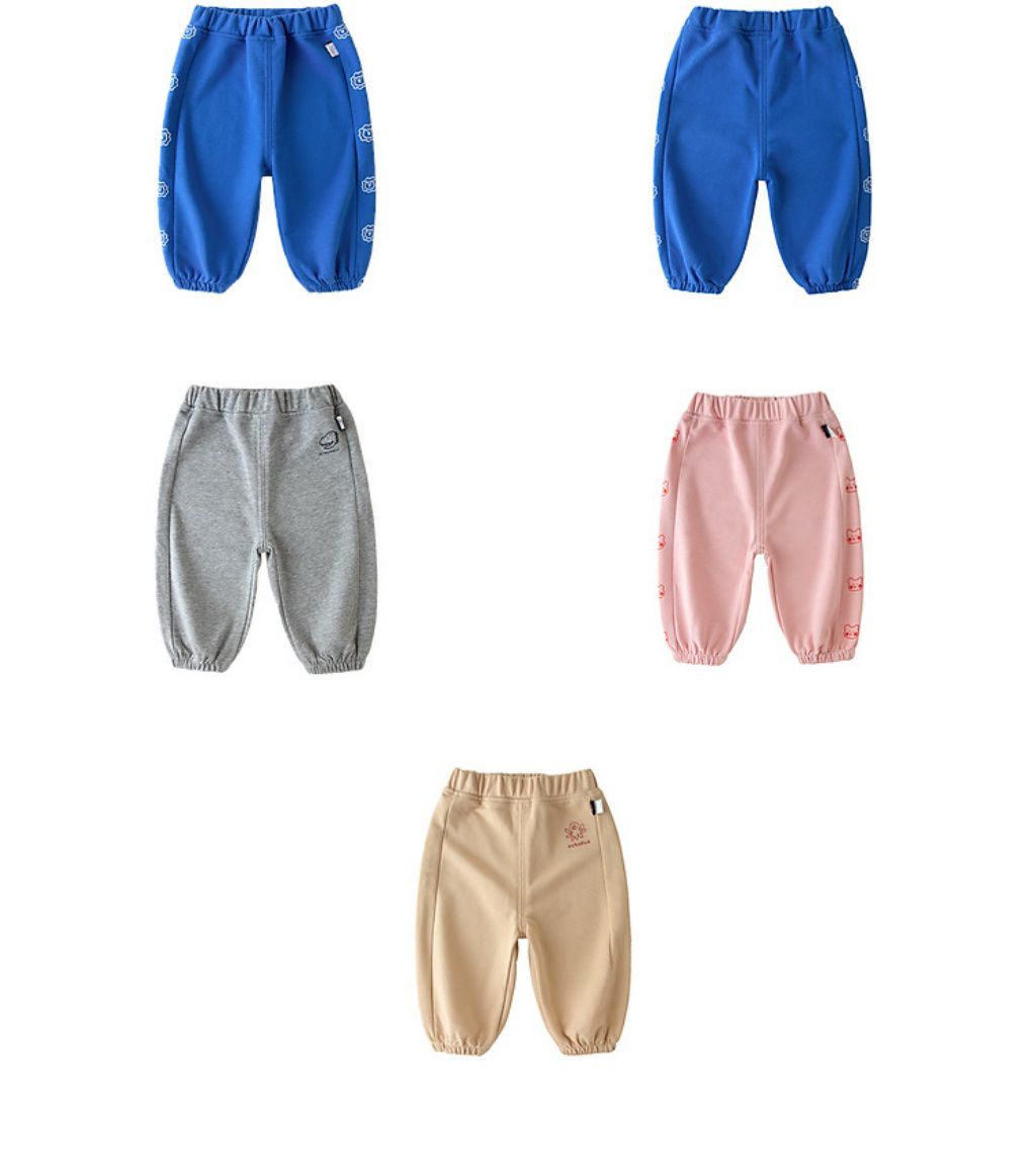 棉質運動束口褲-獅子-藍色