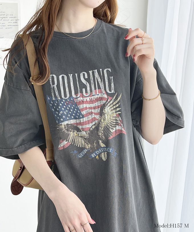 日本 Classical Elf - 美式古著印花純棉短袖洋裝-老鷹國旗